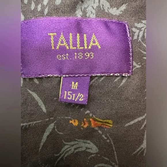 Tallia Blue Floral Hawaiian Button Up Short Sleeve Mens - Picture 4 of 5